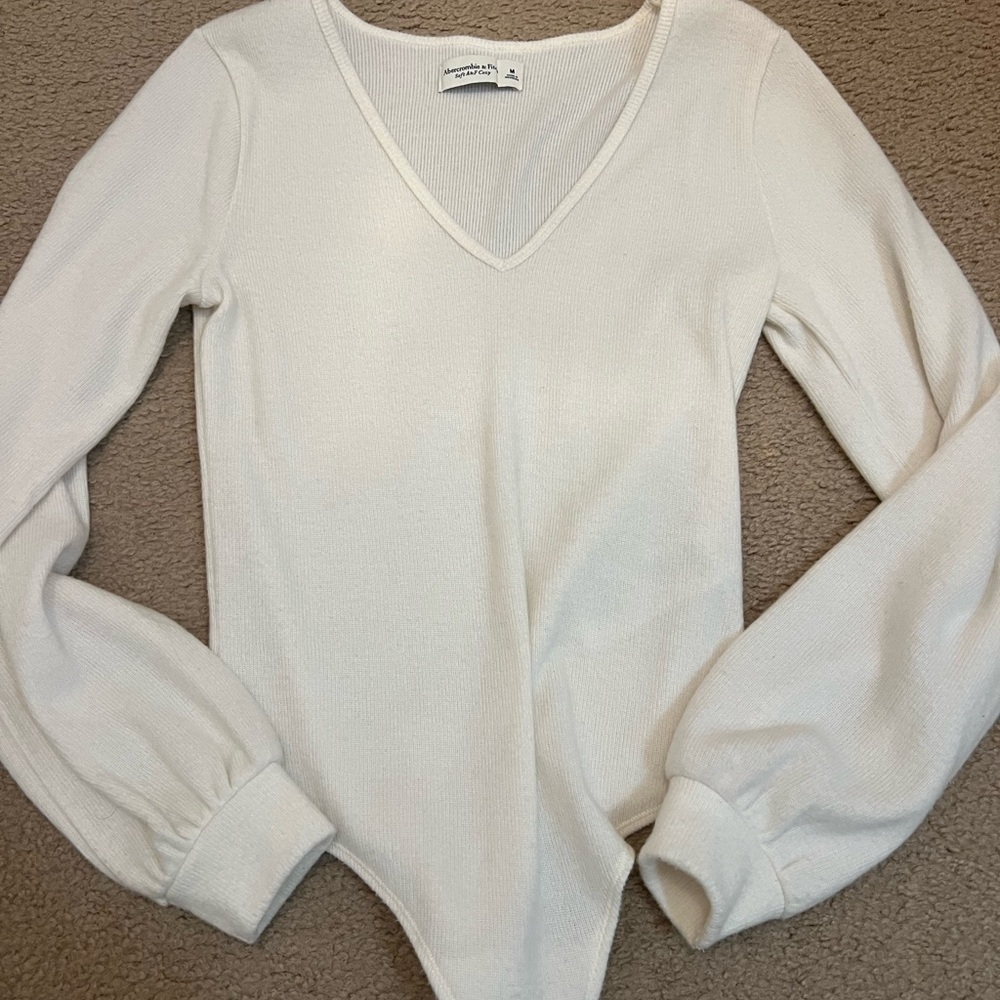 Abercrombie & Fitch Cream V-Neck Top